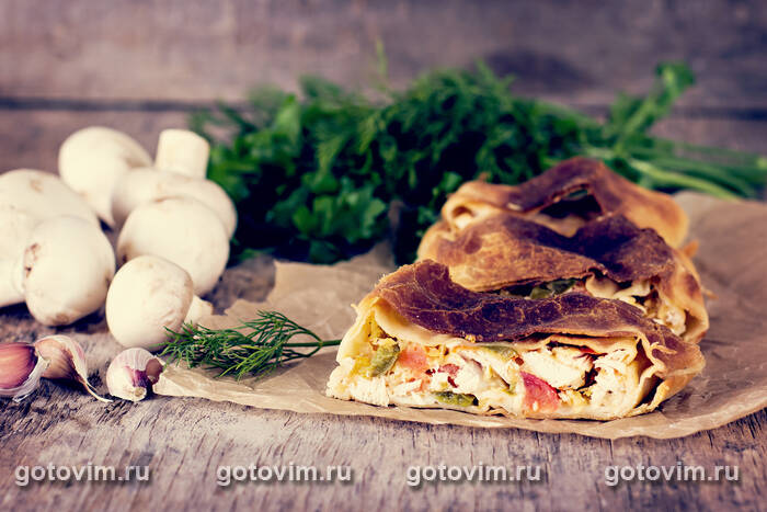 Штрудель с курицей и грибами Штрудель с курицей и грибами