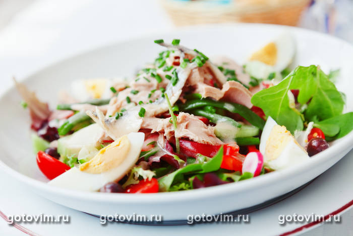 Салат Нисуаз с курицей Салат Нисуаз с курицей