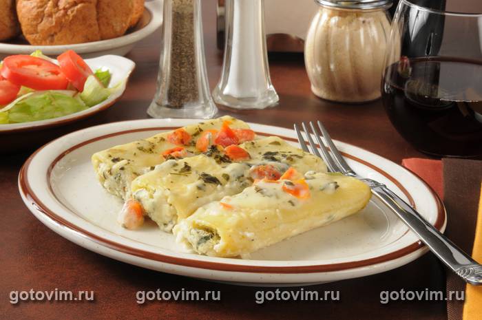 Каннеллони со шпинатом и творогом Каннеллони со шпинатом и творогом