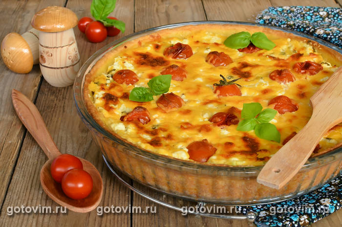 Сырный пирог с помидорами и базиликом Сырный пирог с помидорами и базиликом