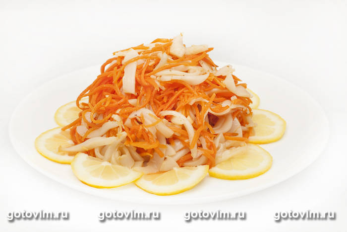 Салат из кальмаров с морковью по-корейски Салат из кальмаров с морковью по-корейски