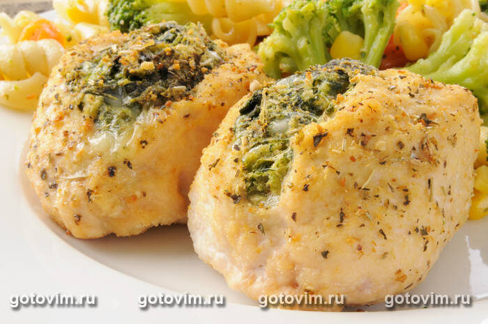 Куриная грудка, фаршированная шпинатом по-флорентийски Куриная грудка, фаршированная шпинатом по-флорентийски