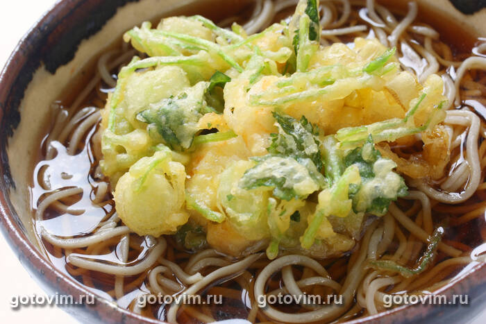       (Kakiage Soba Noodles Recipe/Hot Soba with Mixed Vegetable Tempura)