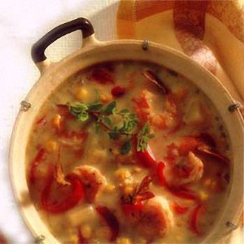 Соте из креветок со сладкой кукурузой и красным перцем Соте из креветок со сладкой кукурузой и красным перцем