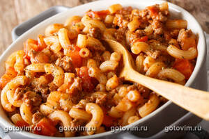 Американский гуляш с фаршем и макаронами