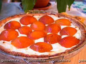 Пирог с абрикосами и творожной начинкой
