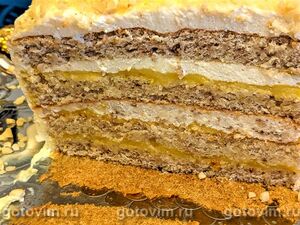 Миндальный торт с апельсиновым и творожным кремом