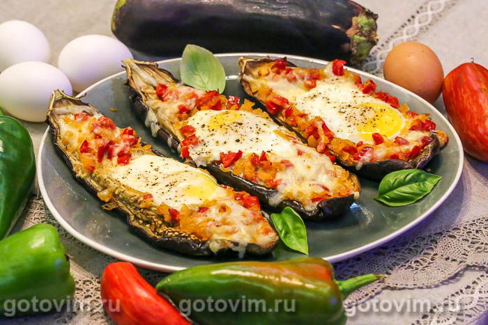 Баклажаны с яйцом и сыром в духовке. Фотография рецепта