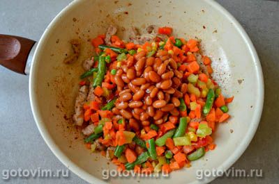 Лапша для бешбармака с мясом, овощами и фасолью, Шаг 05