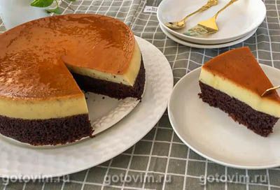 Шоколадный бисквитный торт карамельным муссом. Фото-рецепт