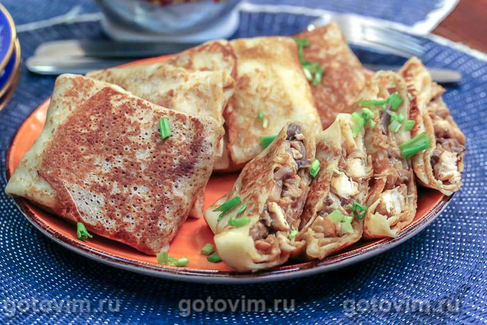 Фаршированные блины с мясом