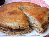 Блинчатый пирог с творожно-ореховой начинкой