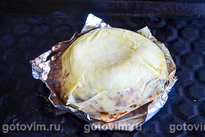 Блинный пирог-купол с вишней, творожным кремом, шоколадом и безе, Шаг 14