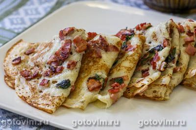 Блины с припеком из бекона и лука