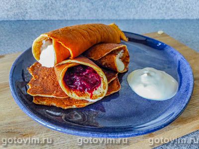 Блинчики из пшеничных отрубей и цельнозерновой пшеничной муки. Фото-рецепт