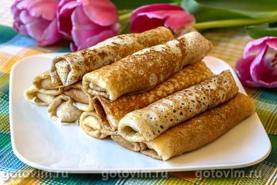Блины с творожной начинкой и изюмом. Фото-рецепт