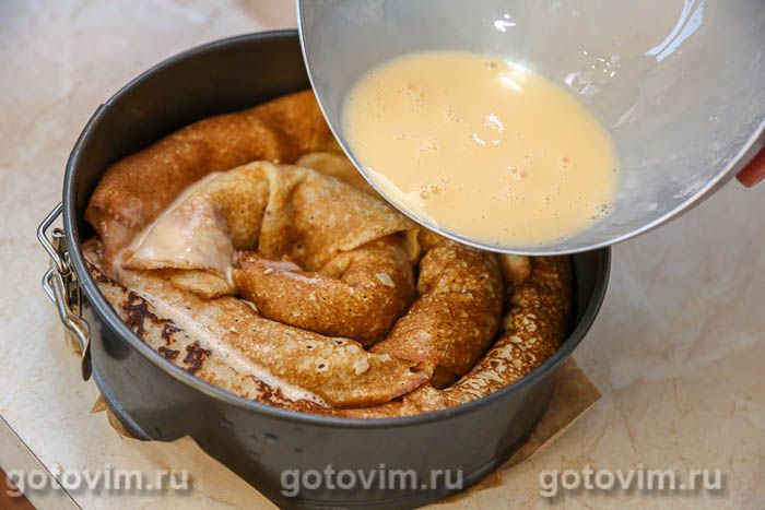 Блинный пирог-улитка с курицей и сыром, Шаг 13