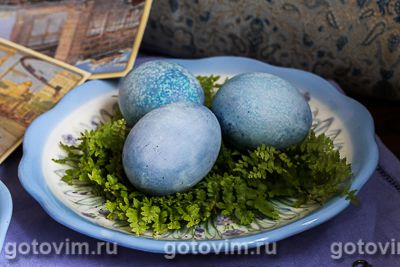 Крашенные яйца краснокочанной капустой. Фото-рецепт