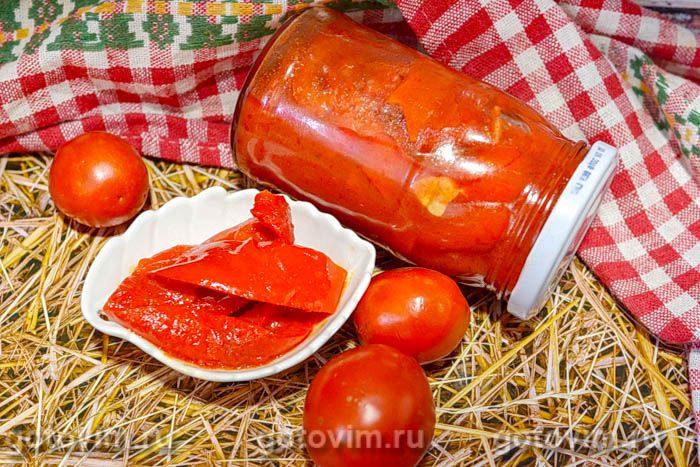 Перец в томатном соке на зиму . Фотография рецепта