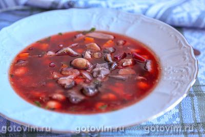 Борщ с лесными грибами и фасолью. Фото-рецепт