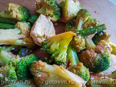 Брокколи со стручковой фасолью в духовке , Шаг 02