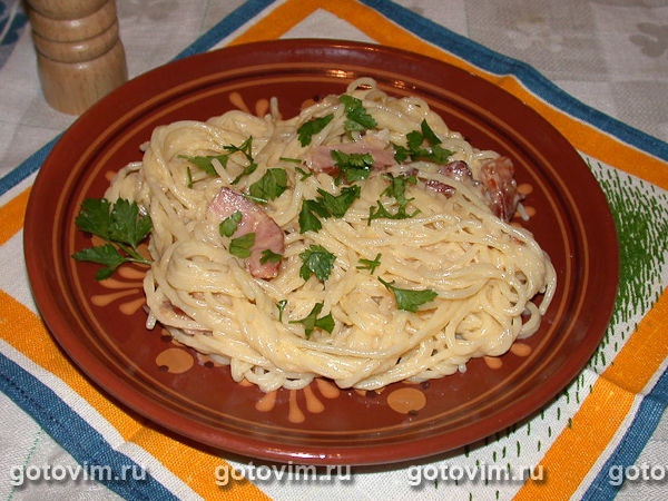 Спагетти а-ля карбонара. Фотография рецепта