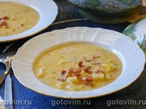 Суп корн чаудер с жареным беконом и кукурузой (Corn Chowder)