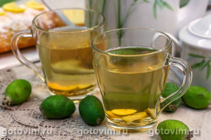 Чай зеленый с фейхоа. Фотография рецепта