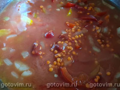Густой суп из красной чечевицы с помидорами и сладким перцем, Шаг 04