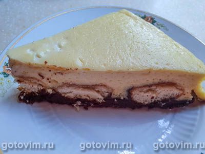 Чизкейк на шоколадной основе с печеньем савоярди. Фото-рецепт