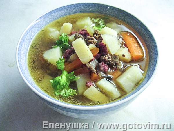 Финский суп из оленьего фарша. Фотография рецепта