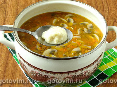 Гречневый суп с картофельными клецками и грибами, Шаг 06