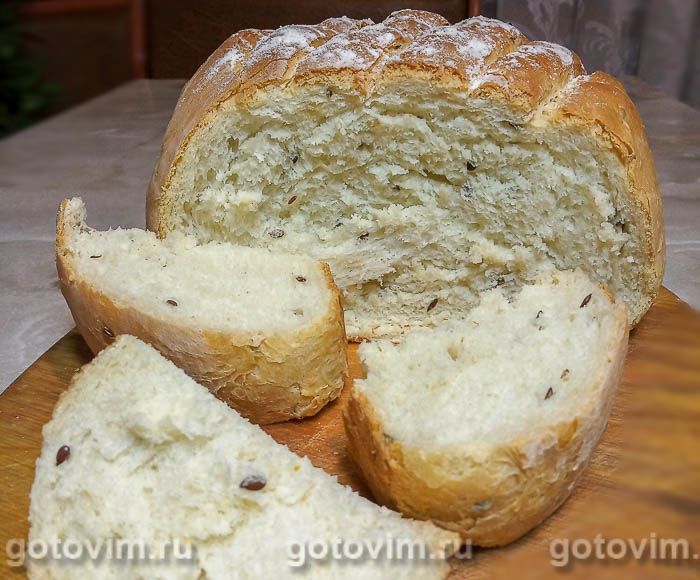 Домашний хлеб с медом и семенами льна в духовке. Фотография рецепта