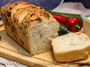 Плетеный хлеб с чесноком и укропом (без яиц и молока)