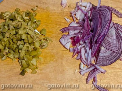 Тосканский салат с фасолью, тунцом и сухариками, Шаг 03