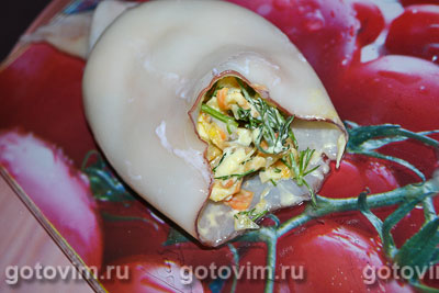 Кальмары, фаршированные грибами с сыром, Шаг 08