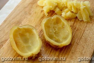 Картофель, фаршированный салатом оливье, Шаг 05