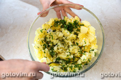 Жареная картофельная лепешка с зеленью, Шаг 03