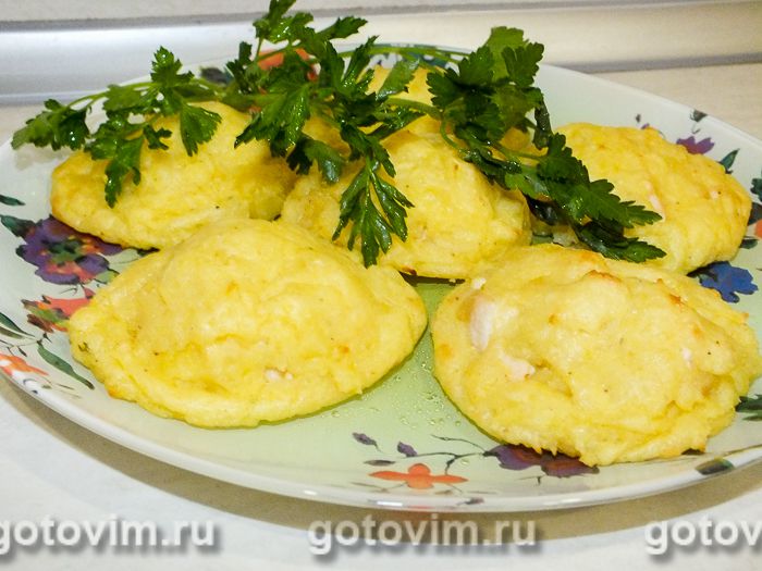 Картофельные гнезда с курицей в духовке. Фотография рецепта