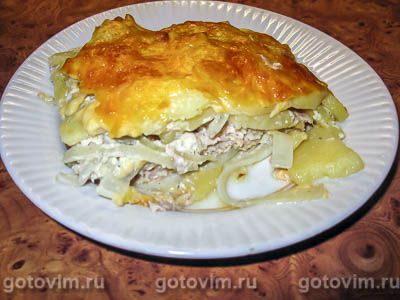 Картофельная запеканка с куриным фаршем. Фото-рецепт