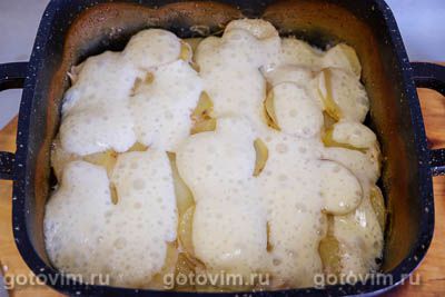 Картофельная запеканка с фаршем, сыром и молоком, Шаг 07