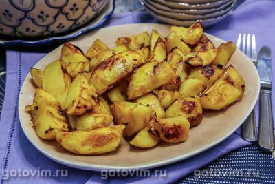 Картофель в маринаде, запеченный в духовке с соусом терияки