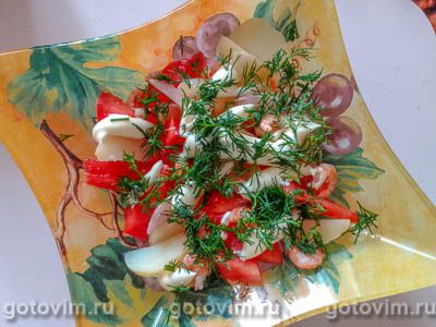 Фотография рецепта Картофельный салат с помидорами и креветками