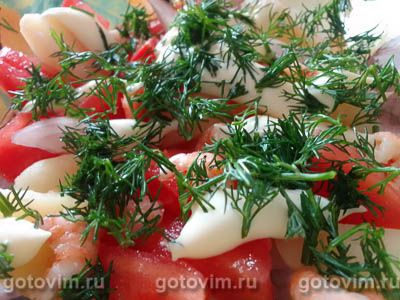 Картофельный салат с помидорами и креветками, Шаг 06