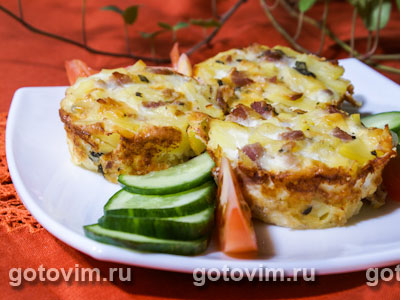 Картофельная запеканка с копченой свининой. Фото-рецепт