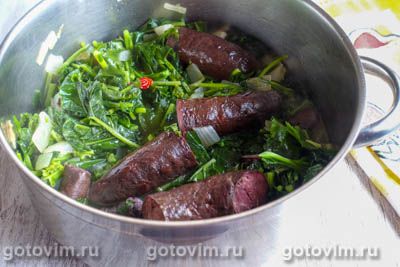 Рис с листовой горчицей и кровяной колбасой (Португальская кухня), Шаг 02
