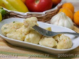 Клецки из манки с креветками