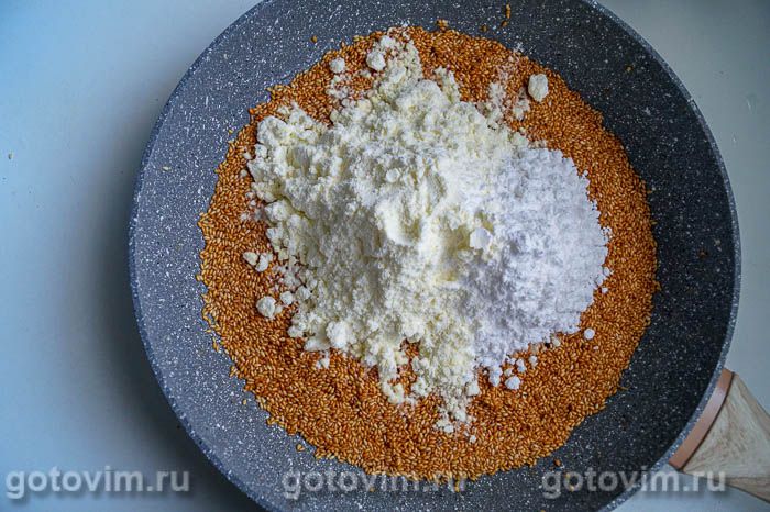 Бурфи - домашние конфеты из сухого молока и кунжута, Шаг 04
