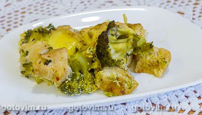 Фотография рецепта Куриное филе с брокколи и сливками в духовке