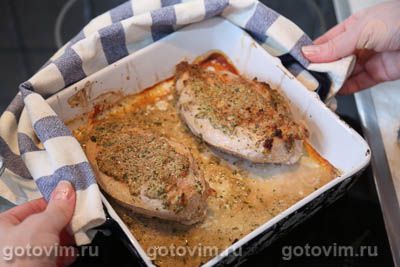Куриные грудки на сковороде гриль, запеченные с орехово-чесночным соусом, Шаг 09